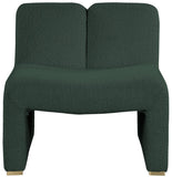 Alta Boucle Fabric / Eucalyptus Wood / Stainless Steel / Foam Contemporary Green Boucle Fabric Accent Chair - 29.5" W x 29.5" D x 29" H
