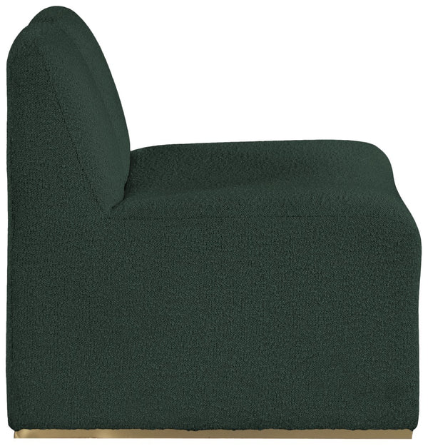 Alta Boucle Fabric / Eucalyptus Wood / Stainless Steel / Foam Contemporary Green Boucle Fabric Accent Chair - 29.5" W x 29.5" D x 29" H