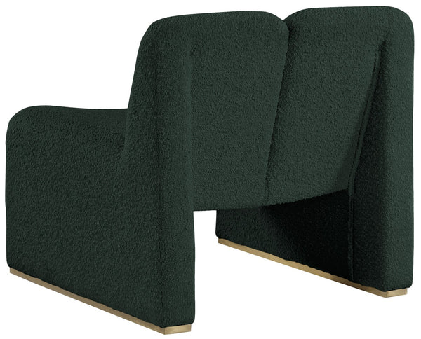 Alta Boucle Fabric / Eucalyptus Wood / Stainless Steel / Foam Contemporary Green Boucle Fabric Accent Chair - 29.5" W x 29.5" D x 29" H