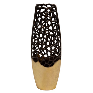 Sagebrook Home Contemporary 23"h Cut-out Vase, Black/gold 15610-03 Black Aluminum