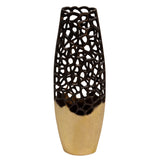 Sagebrook Home Contemporary 23"h Cut-out Vase, Black/gold 15610-03 Black Aluminum