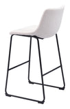 Zuo Modern Smart 100% Polyester, Plywood, Steel Transitional Commercial Grade Barstool Set - Set of 2 Ivory, Black 100% Polyester, Plywood, Steel