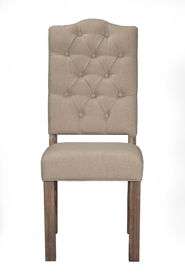 Alpine Furniture Fiji Set of 2 Tufted Upholstered Chairs, Weathered Grey ORI-814-02 Weathered Grey Mahogany Solids & Okoume Veneer 24 x 19 x 45