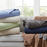 Beautyrest Electric Micro Fleece Casual 100% Polyester Solid Textured Fleece Heated Blanket BR54-3261