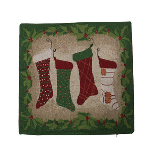 Krosp Modern Fabric Christmas Throw Pillow Cover, Christmas Stockings Noble House