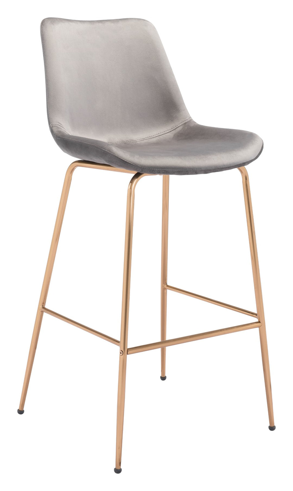 Zuo Modern Tony 100% Polyester, Plywood, Steel Modern Commercial Grade Barstool Gray, Gold 100% Polyester, Plywood, Steel