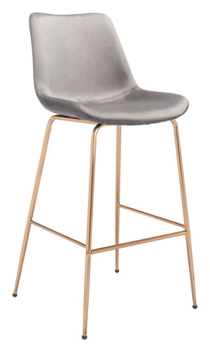 Zuo Modern Tony 100% Polyester, Plywood, Steel Modern Commercial Grade Barstool Gray, Gold 100% Polyester, Plywood, Steel