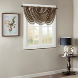 Madison Park Elena Traditional 100% Polyester Faux Silk Solid Waterfall Embellished Valance MP41-4955