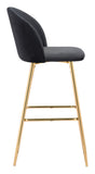 Zuo Modern Cozy 100% Polyester, Plywood, Steel Modern Commercial Grade Barstool Black, Gold 100% Polyester, Plywood, Steel