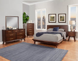 Alpine Furniture Gramercy Queen Platform Bed 1978-01Q Walnut Mahogany Solids & Veneer 71 x 89 x 41