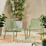 Bucknell Outdoor Modern Dining Chair, Matte Green Noble House