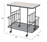 Zuo Modern Argus MDF, Steel Modern Commercial Grade Bar Cart Natural, Black MDF, Steel