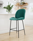 Zuo Modern Miles 100% Polyester, Plywood, Steel Modern Commercial Grade Counter Stool Green, Black 100% Polyester, Plywood, Steel