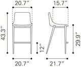 English Elm EE2647 100% Polyurethane, Plywood, Steel Modern Commercial Grade Bar Chair Set - Set of 2 Black 100% Polyurethane, Plywood, Steel