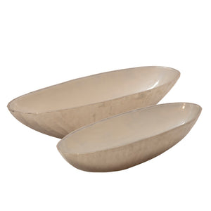 Sagebrook Home Glam Set of 2 -  Aluminum 22/24" Oval Bowl, Silver 15235-01 Silver Metal