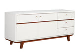 Alpine Furniture Dakota TV Console 1974-10 White with Acorn Accents Mahogany Solids & Veneer 64.5 x 18 x 28.5