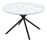 Zuo Modern Amiens MDF, Steel Modern Commercial Grade Dining Table White, Black MDF, Steel