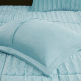 Madison Park Duke Glam/Luxury 100% Polyester Faux Fur Comforter Mini Set Aqua King/Cal King: 104x90"/20x36+2"(2) MP10-7633