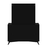 Alpine Furniture Flynn Mid Century Modern Mirror, Black 966BLK-06 Black Mahogany Solids & Okoume Veneer 42 x 1 x 37