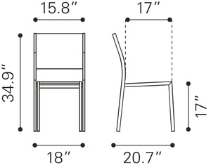 Zuo Modern Metropolitan Aluminum, Polyethylene Modern Commercial Grade Arm Chair Set - Set of 2 Gray, Silver Aluminum, Polyethylene