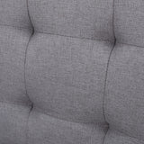 Kenan Light Grey Fabric Barstool Bench Noble House