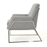 Zahara Modern Grey Fabric Chair with Stainless Steel Frame Noble House