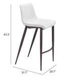 English Elm EE2647 100% Polyurethane, Plywood, Steel Modern Commercial Grade Bar Chair Set - Set of 2 White, Walnut 100% Polyurethane, Plywood, Steel