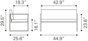 Zuo Modern Claremont 100% Polyurethane, Plywood, Steel Modern Commercial Grade Sofa Brown, Black 100% Polyurethane, Plywood, Steel