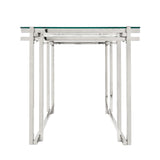 Sagebrook Home Contemporary Metal 24" Side Table, Silver 15725-01 Silver Glass