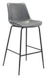 Zuo Modern Byron 100% Polyurethane, Plywood, Steel Modern Commercial Grade Barstool Gray, Black 100% Polyurethane, Plywood, Steel