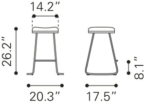 Zuo Modern Bree 100% Polyurethane, Plywood, Stainless Steel Modern Commercial Grade Counter Stool Set - Set of 2 White, Gold 100% Polyurethane, Plywood, Stainless Steel
