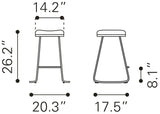 Zuo Modern Bree 100% Polyurethane, Plywood, Stainless Steel Modern Commercial Grade Counter Stool Set - Set of 2 White, Gold 100% Polyurethane, Plywood, Stainless Steel