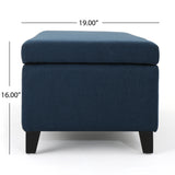 York Navy Blue Fabric Storage Ottoman Noble House