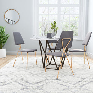 Zuo Modern Chloe 100% Polyester, Plywood, Steel Modern Commercial Grade Dining Chair Set - Set of 2 Gray, Gold 100% Polyester, Plywood, Steel