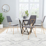 English Elm EE2656 100% Polyester, Plywood, Steel Modern Commercial Grade Dining Chair Set - Set of 2 Gray, Gold 100% Polyester, Plywood, Steel