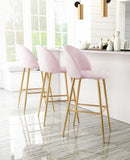 Zuo Modern Cozy 100% Polyester, Plywood, Steel Modern Commercial Grade Barstool Pink, Gold 100% Polyester, Plywood, Steel