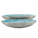 Sagebrook Home Contemporary Set of 2 -  Aluminum 22/24" Oval Bowl, Skyblue 15235-03 Blue Aluminum