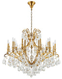 Bethel Antique Brass Chandelier in Metal & Crystal