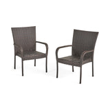 Benhill Outdoor Contemporary Wicker Stacking Chairs (Set of 2)