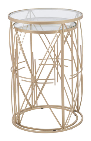 Zuo Modern Set Tempered Glass, Steel Modern Commercial Grade Side Table Set Gold, Clear Tempered Glass, Steel