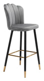 Zuo Modern Zinclair 100% Polyester, Plywood, Steel Modern Commercial Grade Barstool Gray, Black, Gold 100% Polyester, Plywood, Steel