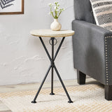 Naveed Indoor Portable Foldable Light Grey Finished Acacia Wood Side Table Noble House