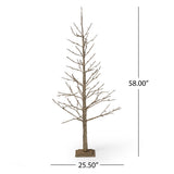5-foot Pre-Lit 186 Warm White LED Artificial Christmas Twig Tree, Champagne Glitter