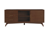 Alpine Furniture Flynn Large TV Console, Walnut 966WAL-10 Walnut Mahogany Solids & Veneer 64 x 19 x 27