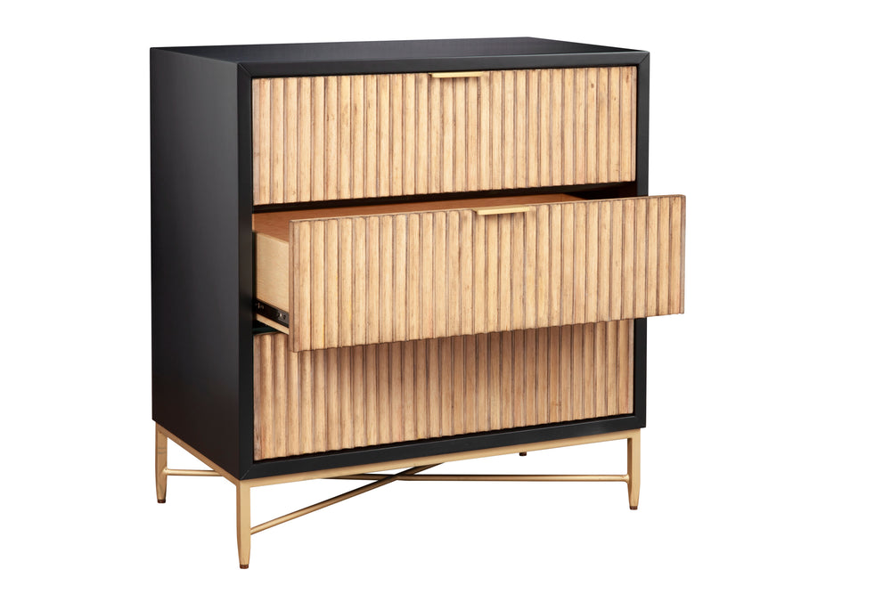 Larsen Small Chest in Black & Natural - Mahogany, Gold Accents, Felt Lined Drawer & Stylish Design