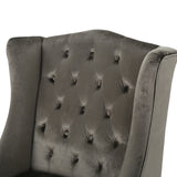 Toddman High-Back Grey velvet Club Chair Noble House