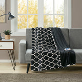 Heated Ogee Casual 100% Polyester Knitted Ogee Printed Microlight/Solid Microlight Heated Throw