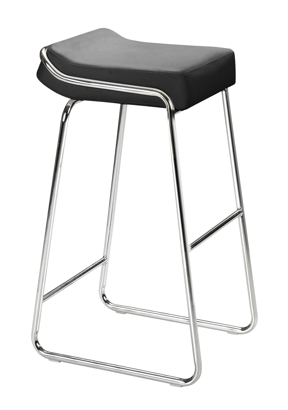 Zuo Modern Wedge 100% Polyurethane, Plywood, Steel Modern Commercial Grade Barstool Set - Set of 2 Black, Chrome 100% Polyurethane, Plywood, Steel