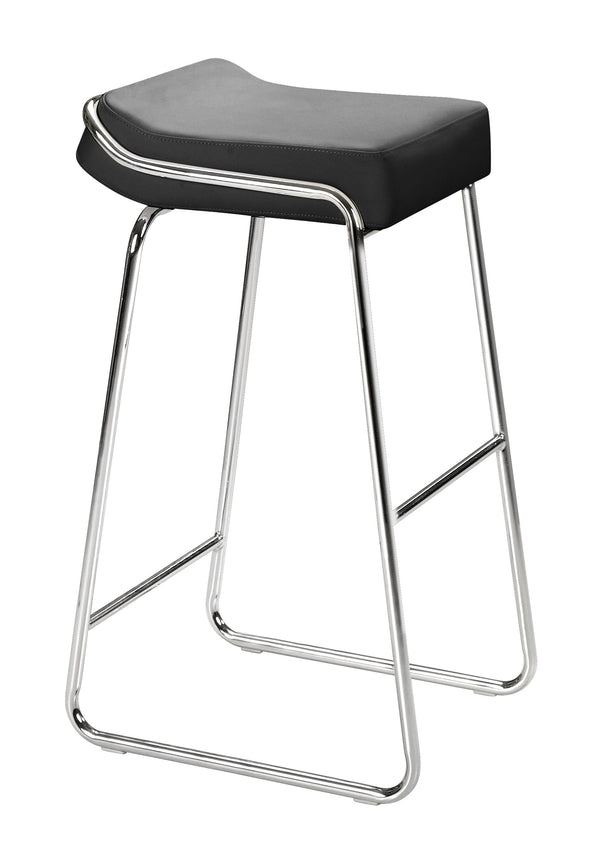 Zuo Modern Wedge 100% Polyurethane, Plywood, Steel Modern Commercial Grade Barstool Set - Set of 2 Black, Chrome 100% Polyurethane, Plywood, Steel