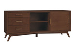 Alpine Furniture Flynn Large TV Console, Walnut 966WAL-10 Walnut Mahogany Solids & Veneer 64 x 19 x 27